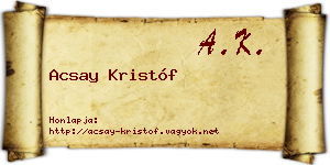 Acsay Kristóf névjegykártya