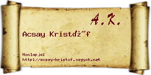 Acsay Kristóf névjegykártya