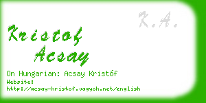 kristof acsay business card